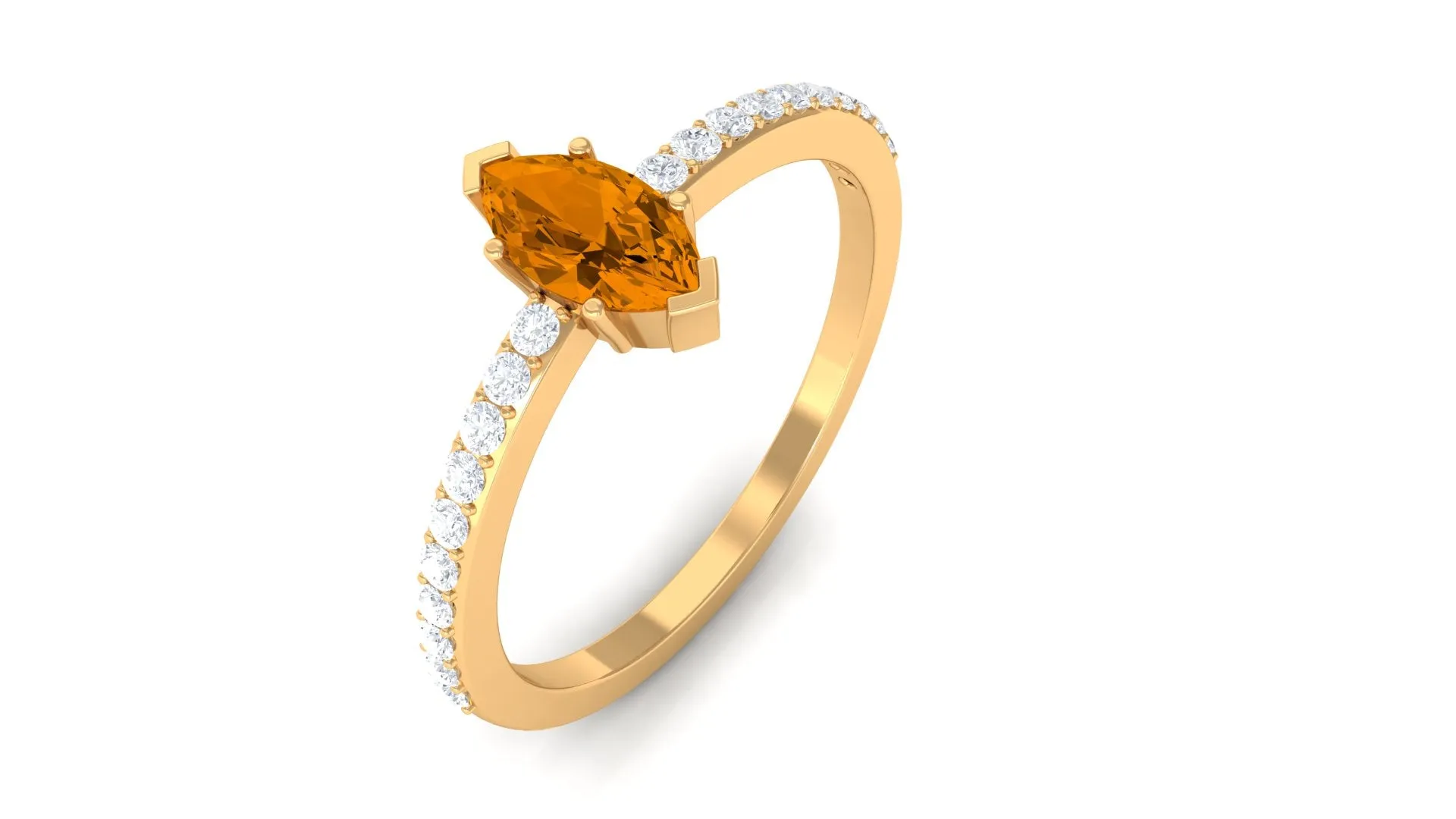 0.50 CT Elegant Citrine and Diamond Minimal Promise Ring