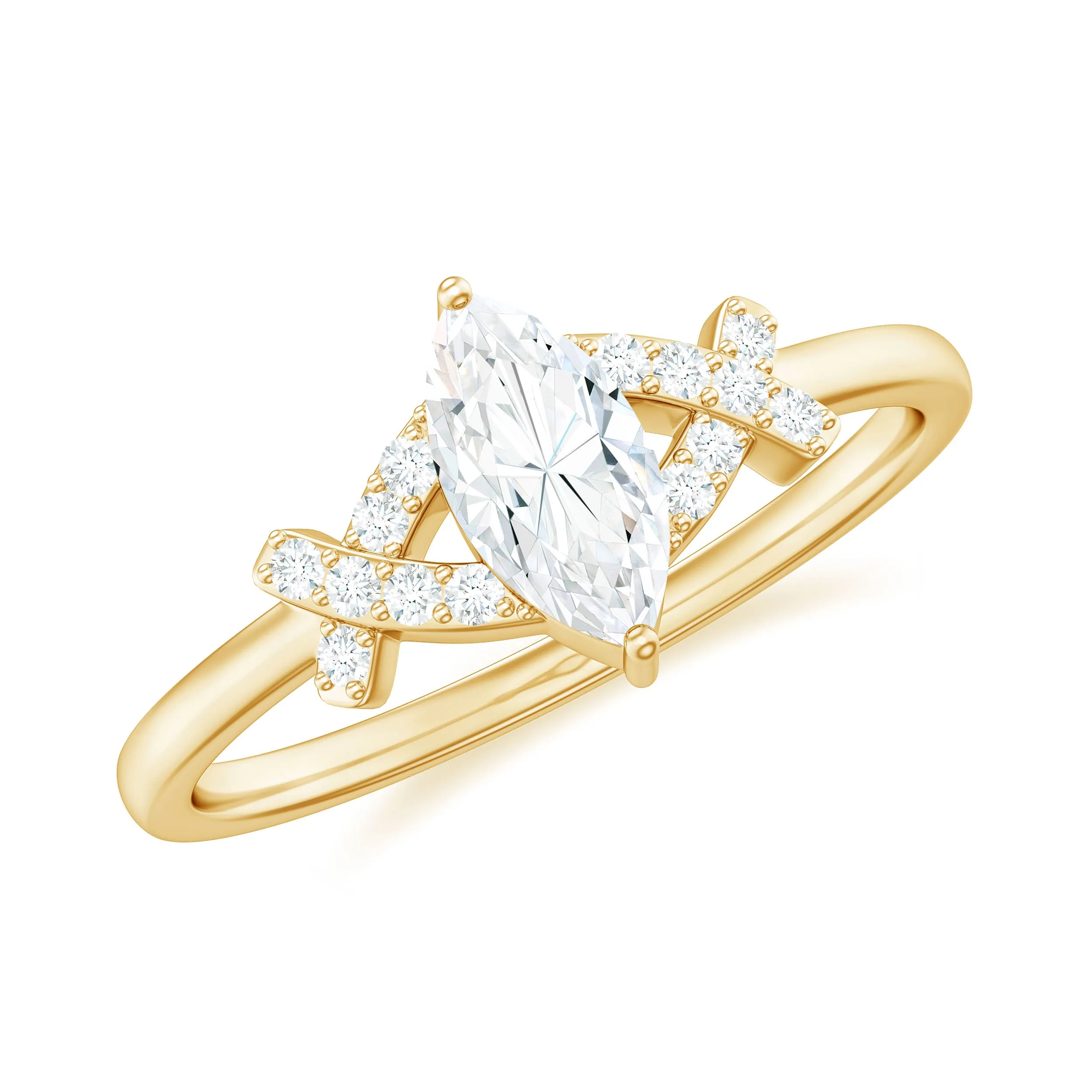 1 Carat Moissanite Marquise Solitaire Ring in Gold