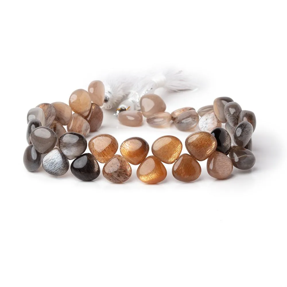 10-11mm Sunstone & Moonstone Plain Heart Beads 8.5 inch 40 pieces