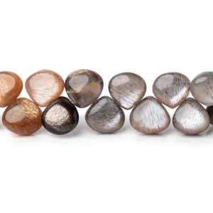 10-11mm Sunstone & Moonstone Plain Heart Beads 8.5 inch 40 pieces