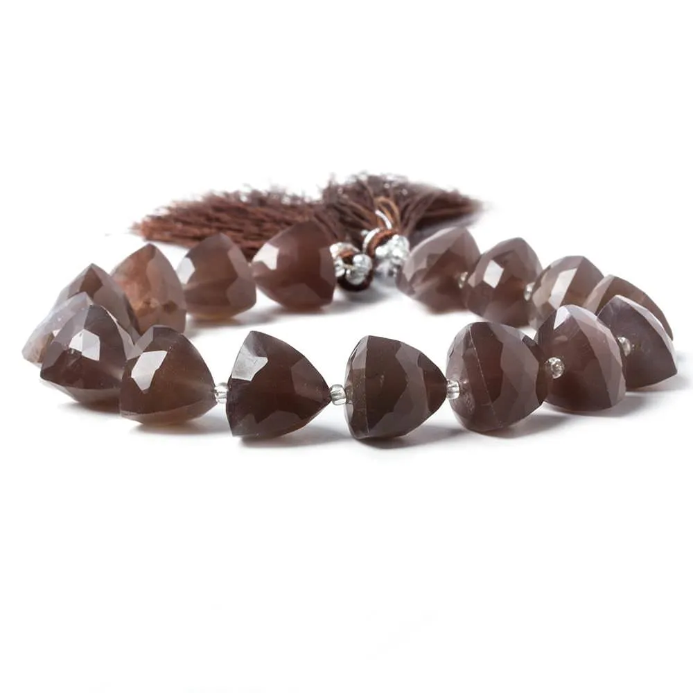 10.5-12mm Chocolate Moonstone faceted trillion beads 8 inch 16 pieces