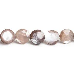 10mm Chocolate Moonstone Faceted Coin Beads 8 inch 20 pieces