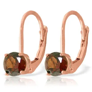 1.2 Carat 14K Solid Rose Gold Garnet Solitaire Earrings