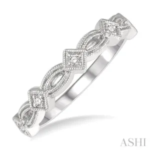 1/20 Ctw Interlinking Marquise & Rhombus Mount Round Cut Diamond Stackable Band in 14K White Gold