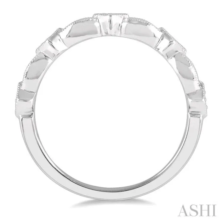 1/20 Ctw Interlinking Marquise & Rhombus Mount Round Cut Diamond Stackable Band in 14K White Gold