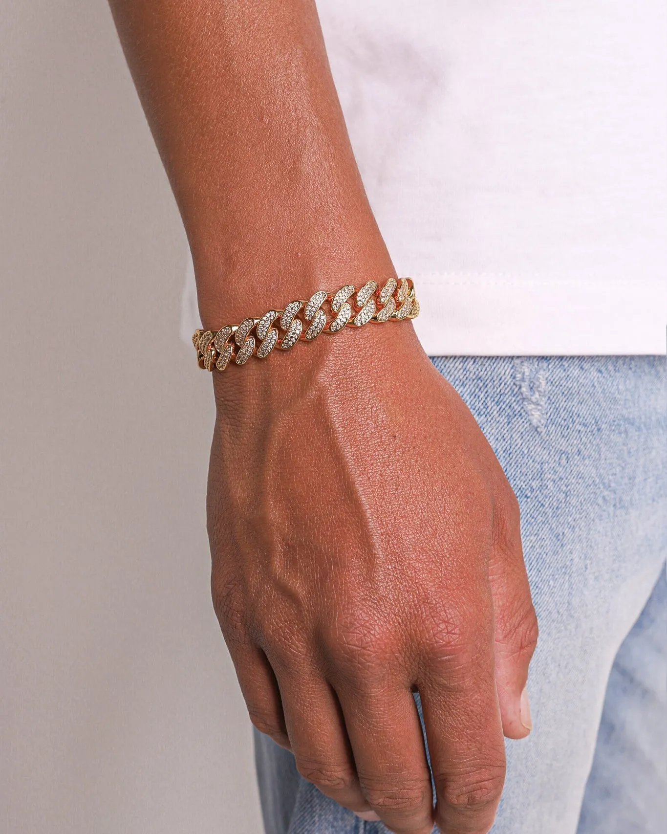 12MM ICED CUBAN LINK BRACELET - Gold