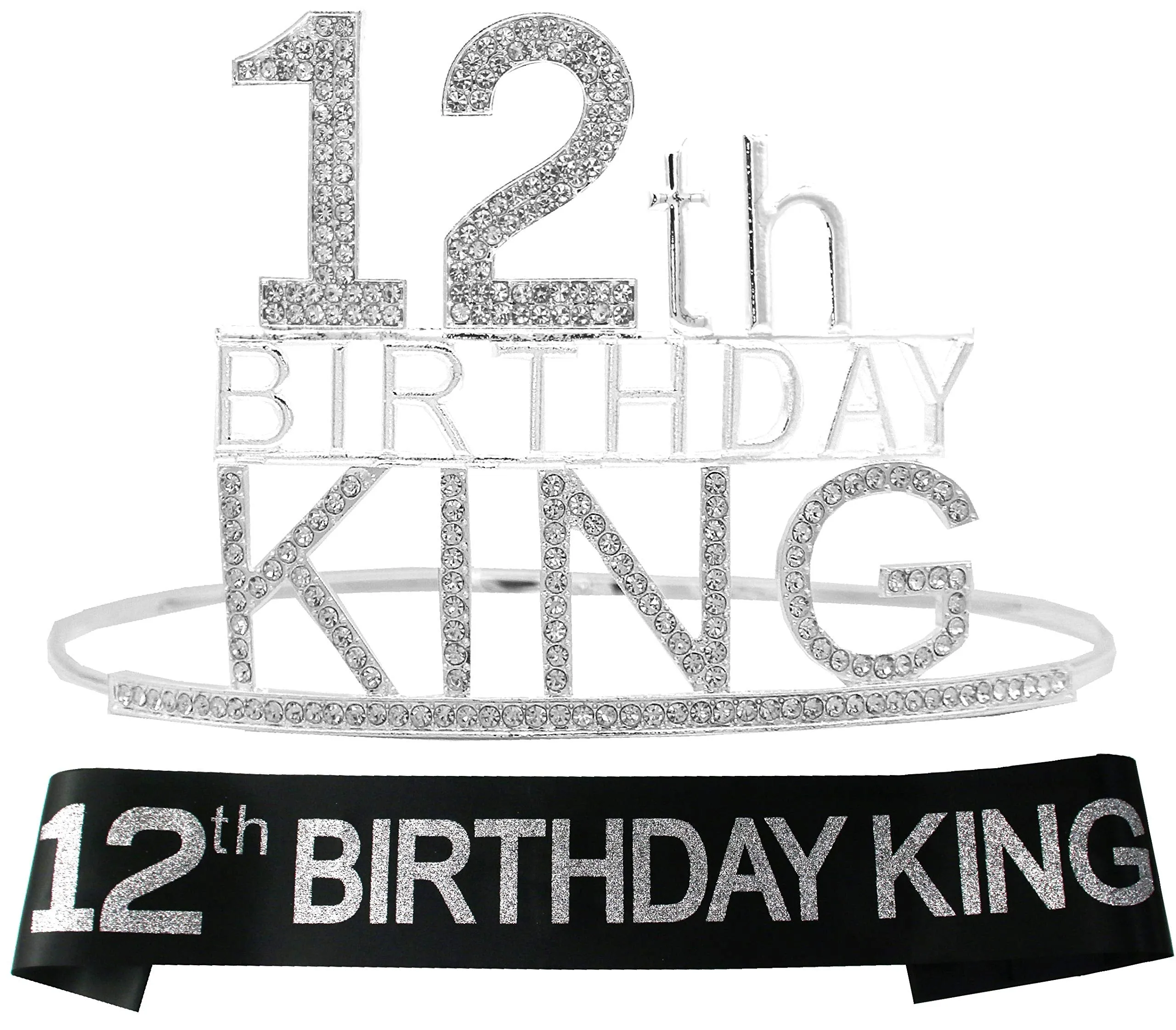 12th Birthday King Crown,12th Birthday Gifts for Boy,12th Birthday King Sash,12th Birthday