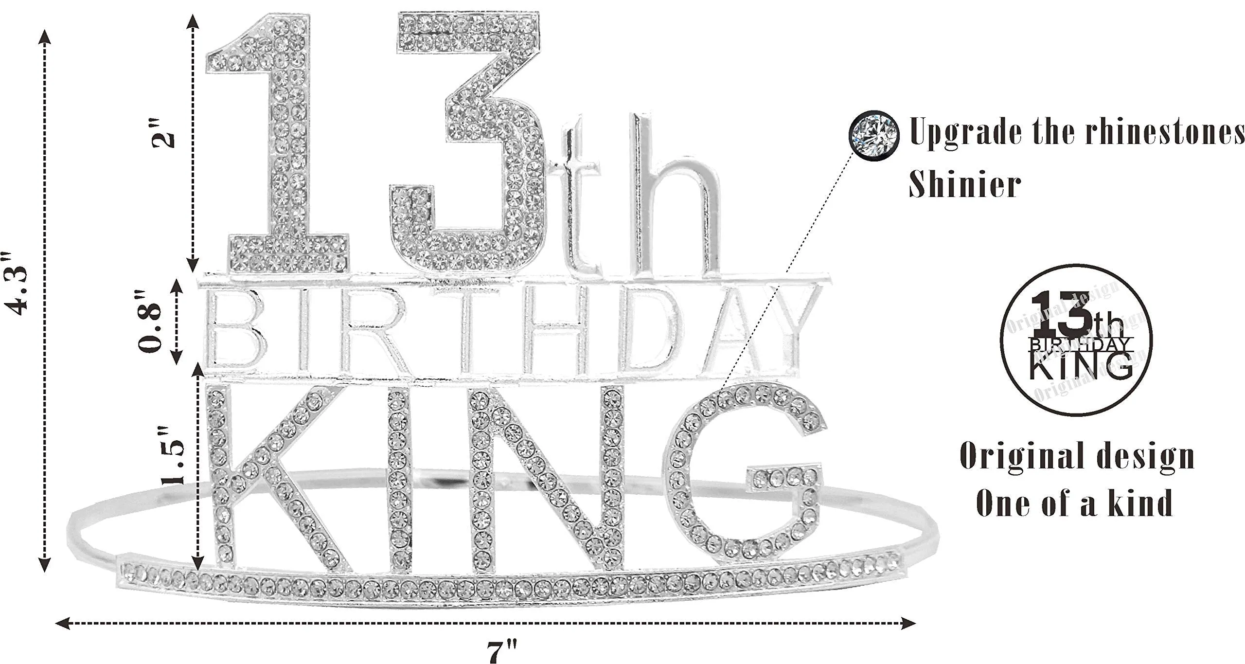 13th Birthday Gifts for Boy, 13th Birthday King Crown,13th Birthday King Sash,13th