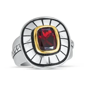 14K and 925 Sterling Sliver Ring with Garnet (141R113903GN)