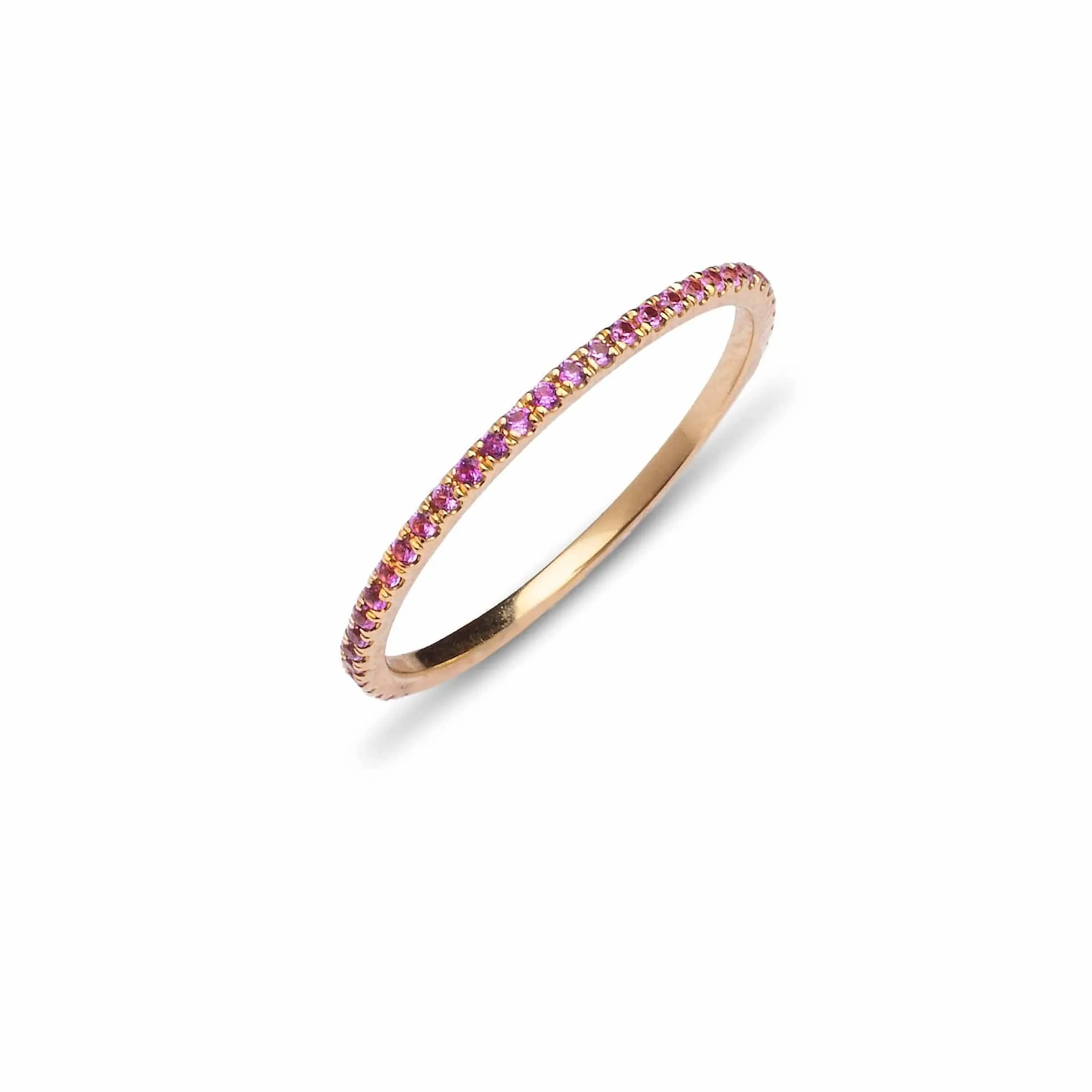 14K Gold and Pink Sapphire Eternity Stacking Rings