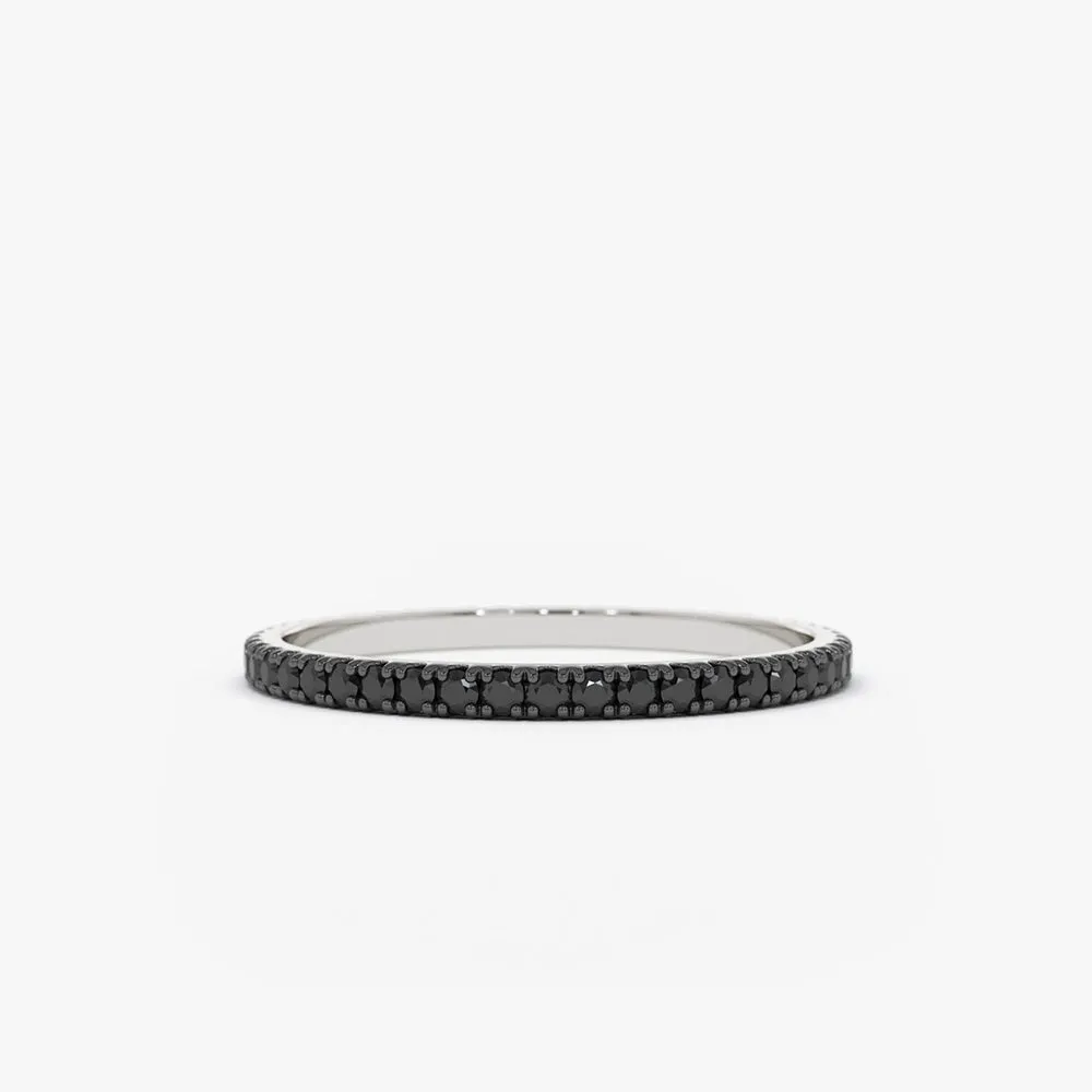 14K Gold Black Diamond Eternity Band