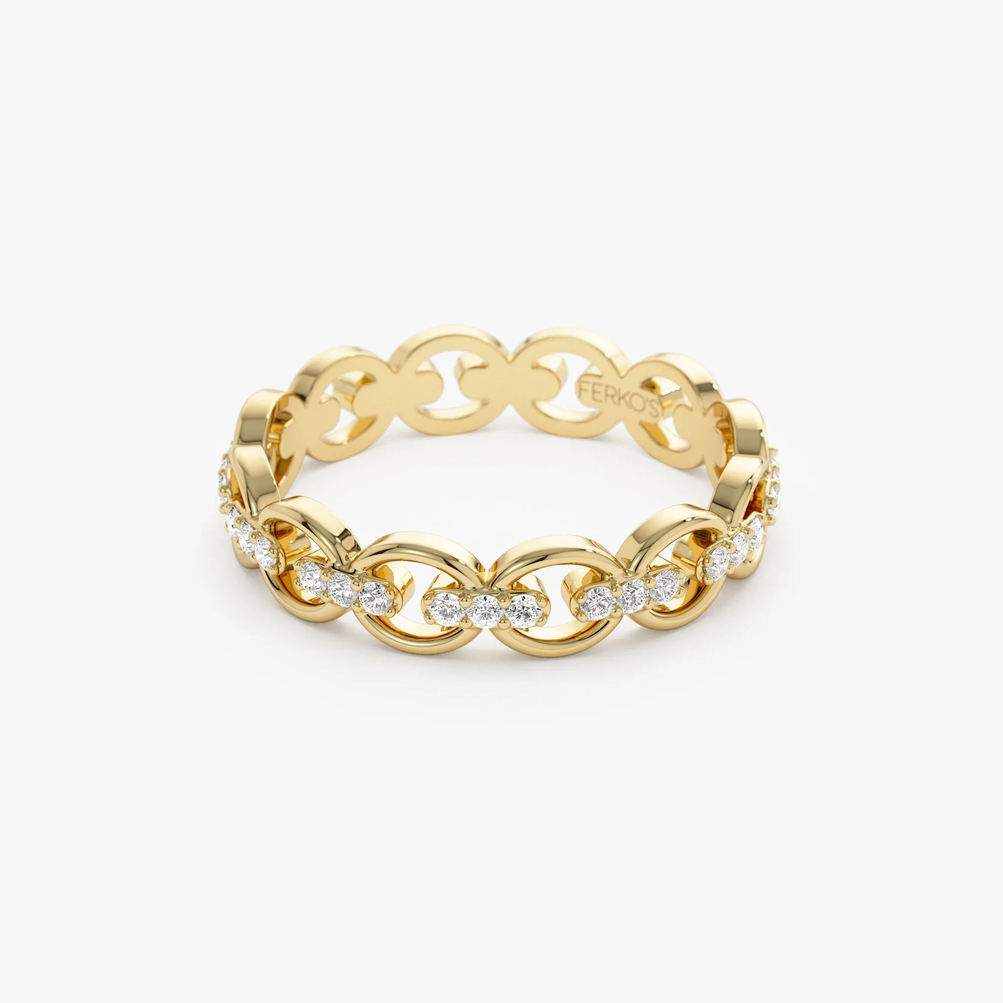 14k Gold Full Eternity Diamond Link Ring