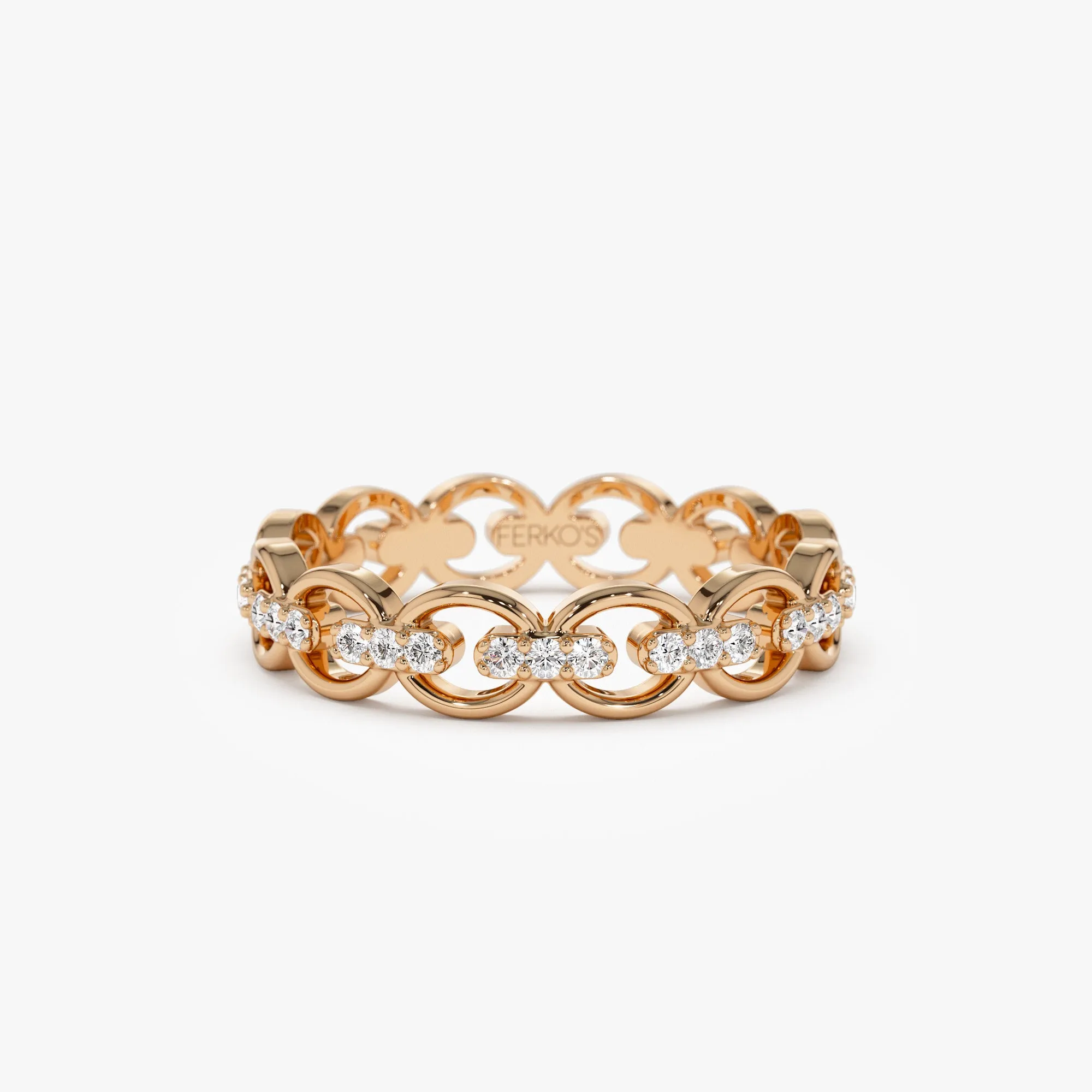 14k Gold Full Eternity Diamond Link Ring