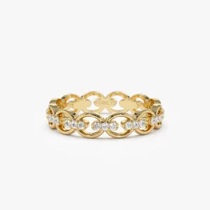 14k Gold Full Eternity Diamond Link Ring