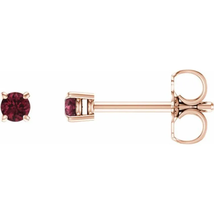 14K Rose 2.5 mm Natural Mozambique Garnet Stud Earrings