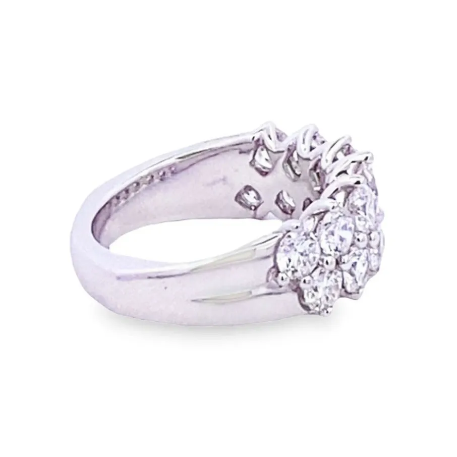 14K White Gold Two-Row Diamond Ring