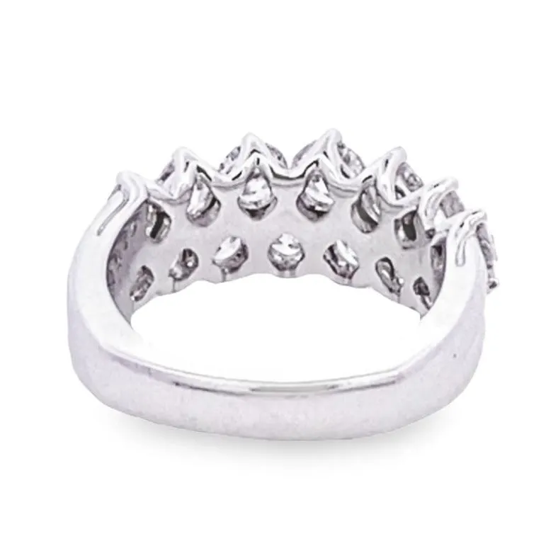 14K White Gold Two-Row Diamond Ring