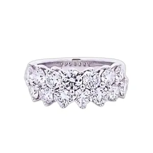 14K White Gold Two-Row Diamond Ring