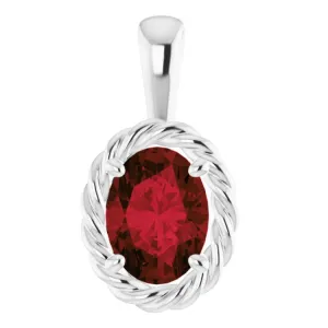 14K White Natural Mozambique Garnet Rope Pendant