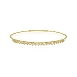 14K Yellow Gold Diamond Dangle Choker Necklace