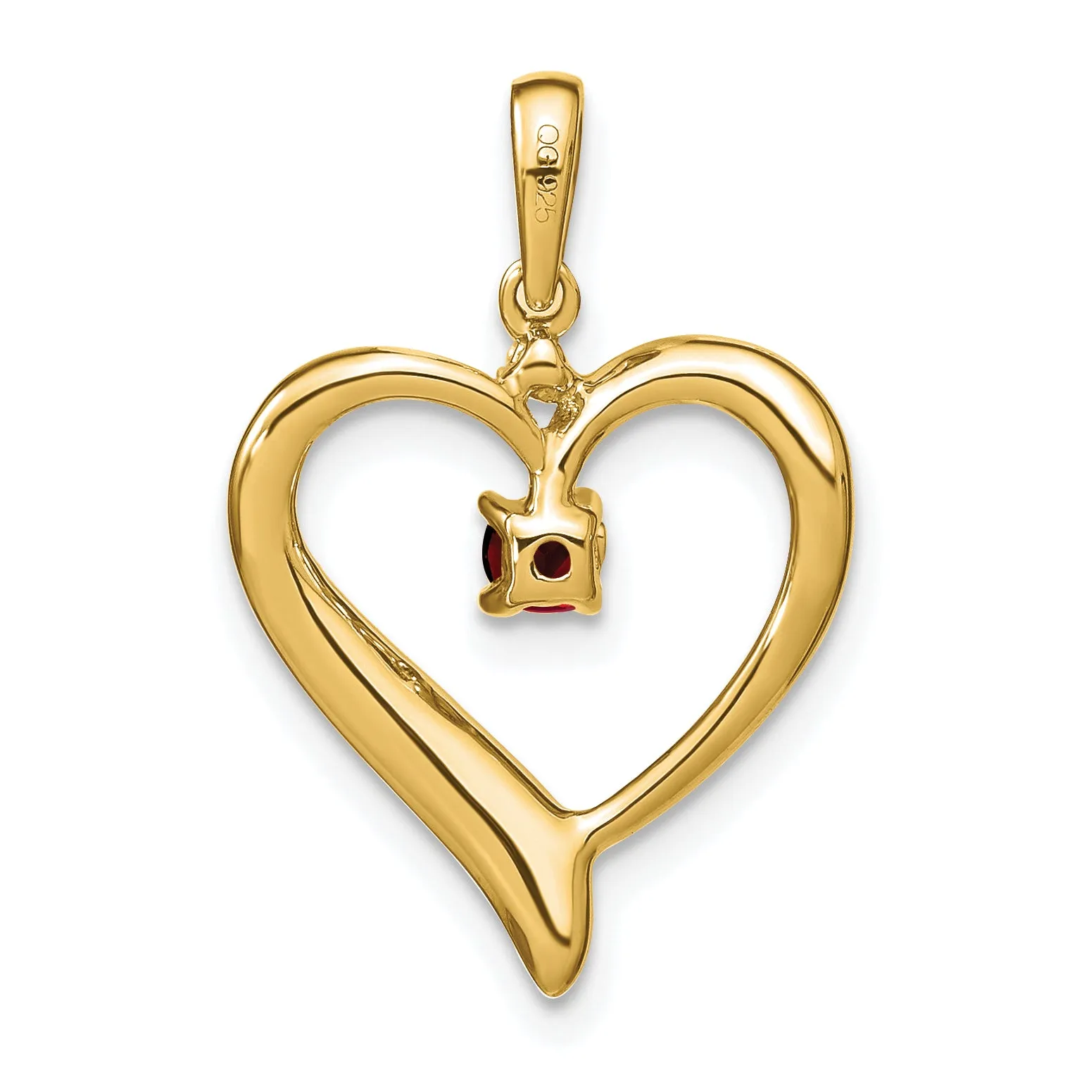 14k Yellow Gold Garnet and Diamond Fancy Heart Shape Pendant