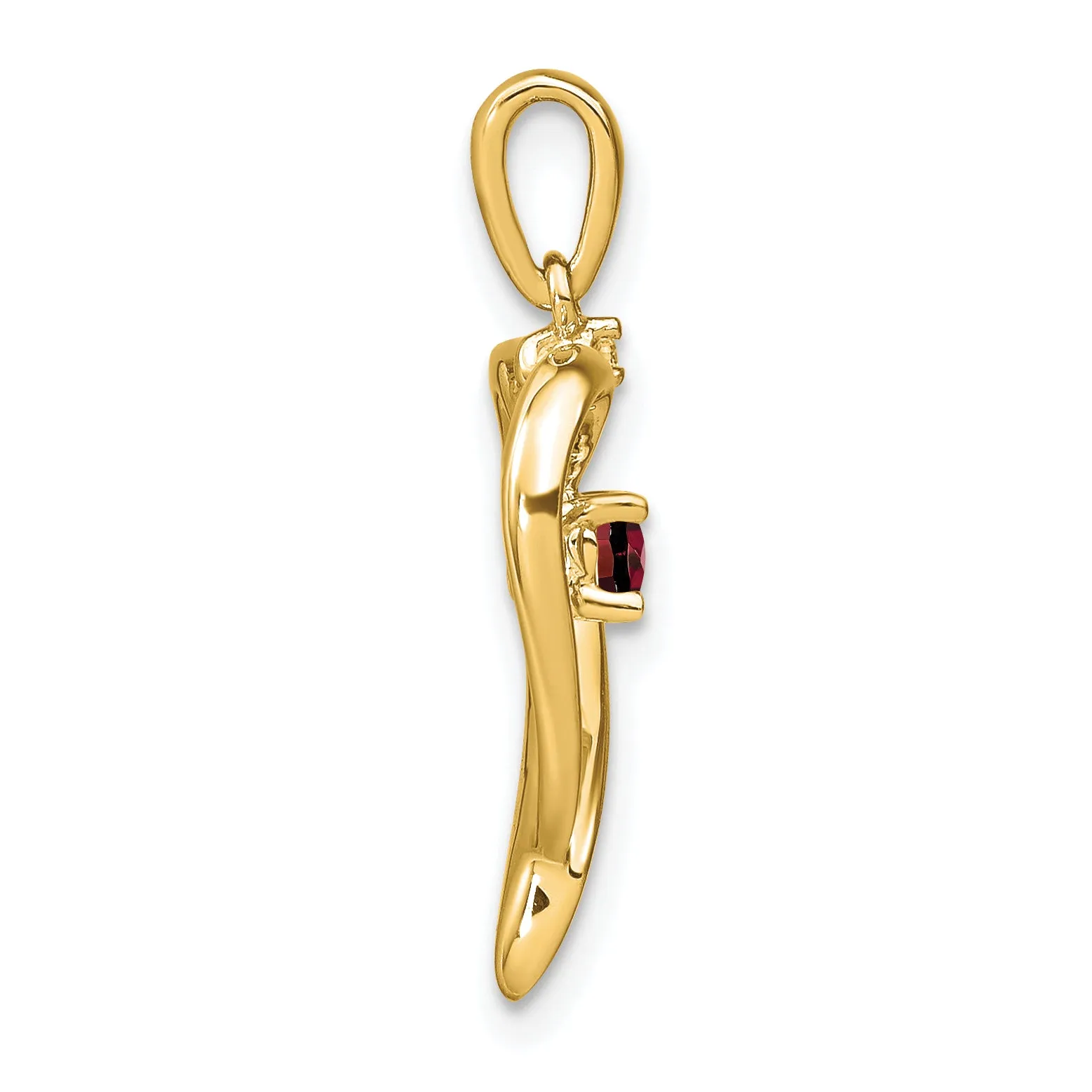 14k Yellow Gold Garnet and Diamond Fancy Heart Shape Pendant