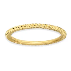 1.5mm Stackable 14K Yellow Gold Plated Silver Twisted Band