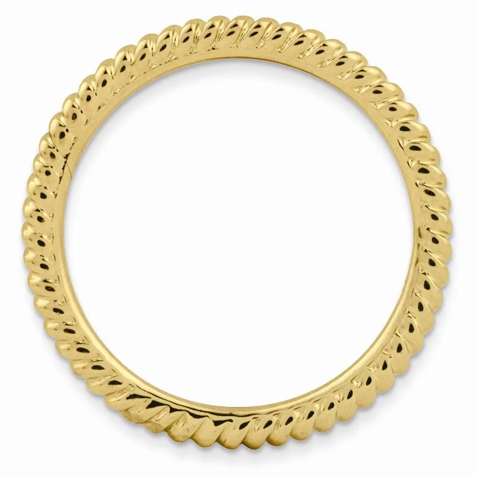 1.5mm Stackable 14K Yellow Gold Plated Silver Twisted Band