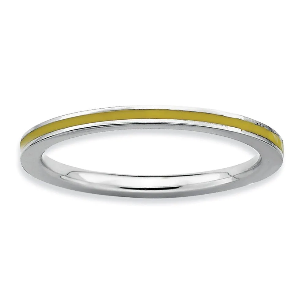 1.5mm Sterling Silver Stackable Yellow Enameled Band