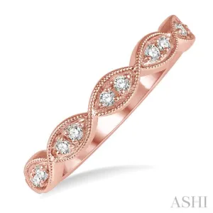 1/8 Ctw Twisted Marquise Mount Round Cut Diamond Fashion Band in 14K Rose Gold