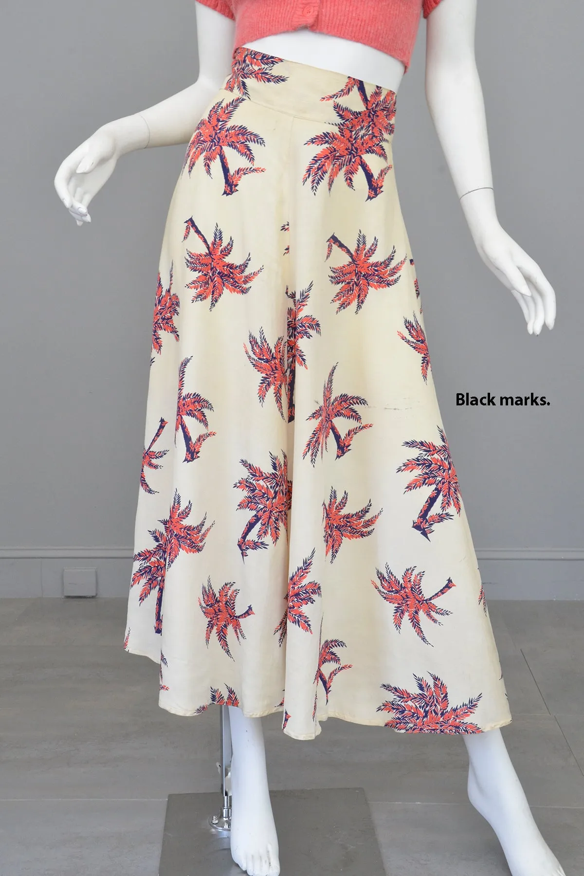 1940s Palm Tree Novelty Print Skirt - Needs cleaning   TLC