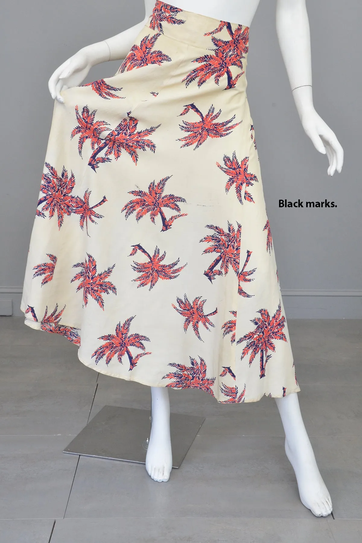 1940s Palm Tree Novelty Print Skirt - Needs cleaning   TLC