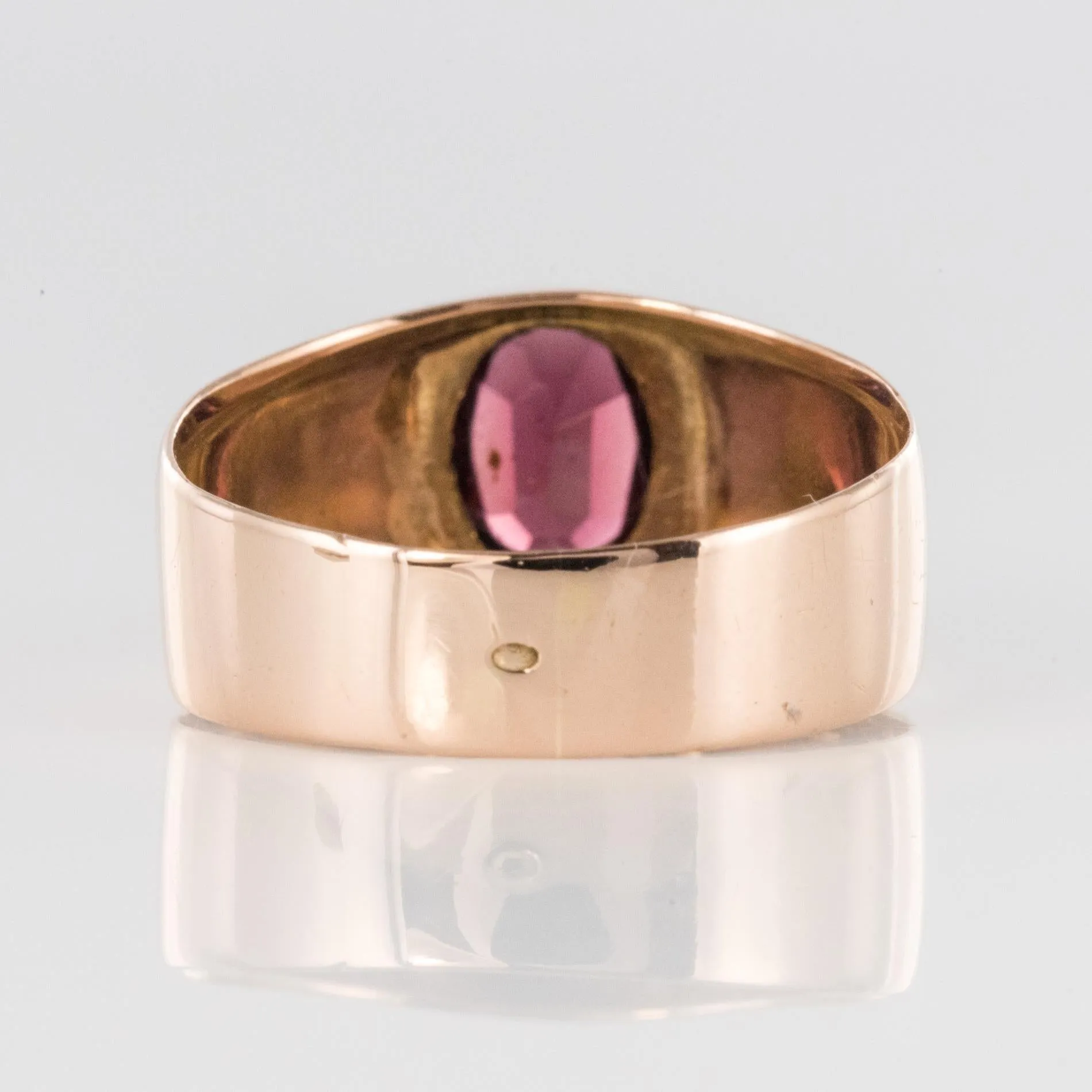 19th Century 18 Karat Rose Gold 1.20 Carat Garnet Bangle Men's Ring