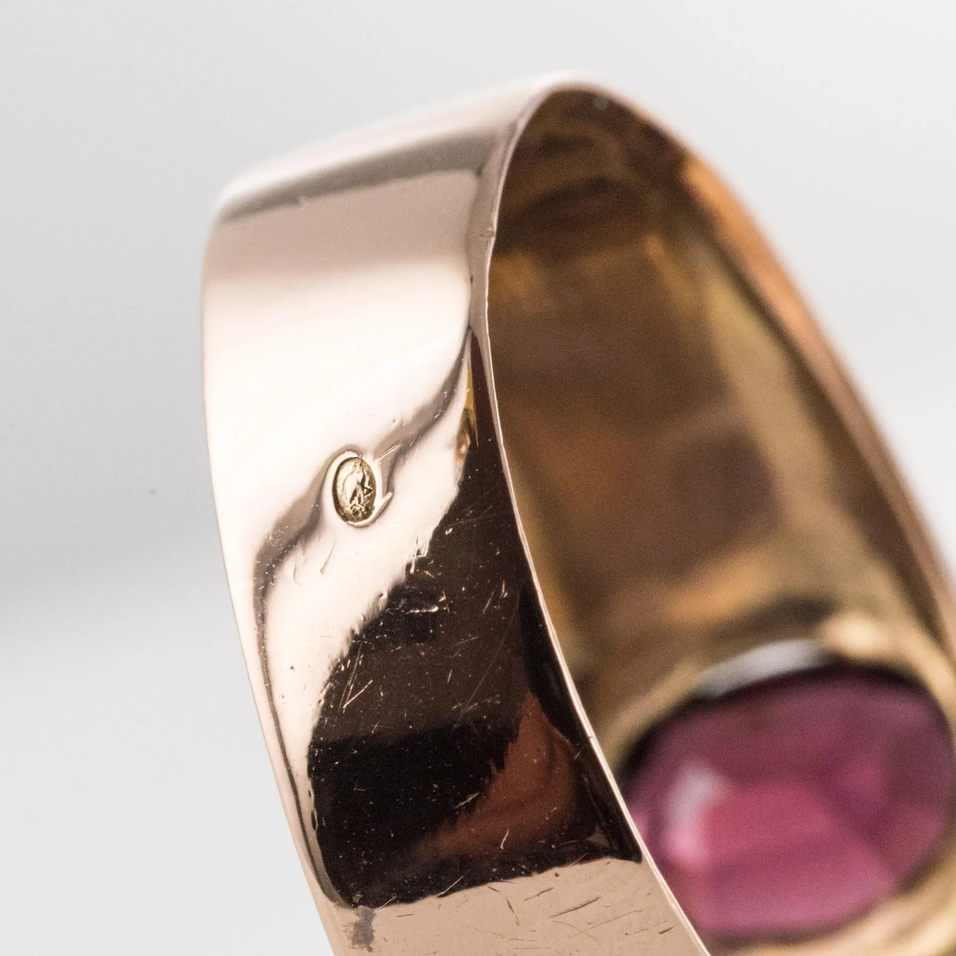 19th Century 18 Karat Rose Gold 1.20 Carat Garnet Bangle Men's Ring