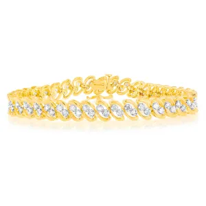 2 Carat Diamond Bracelet in Gold Plated Silver