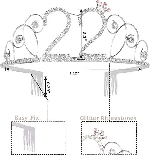 22Nd Birthday Gifts For Girls, 22Nd Birthday Tiara And Sash, Happy 22Nd Birthday Party
