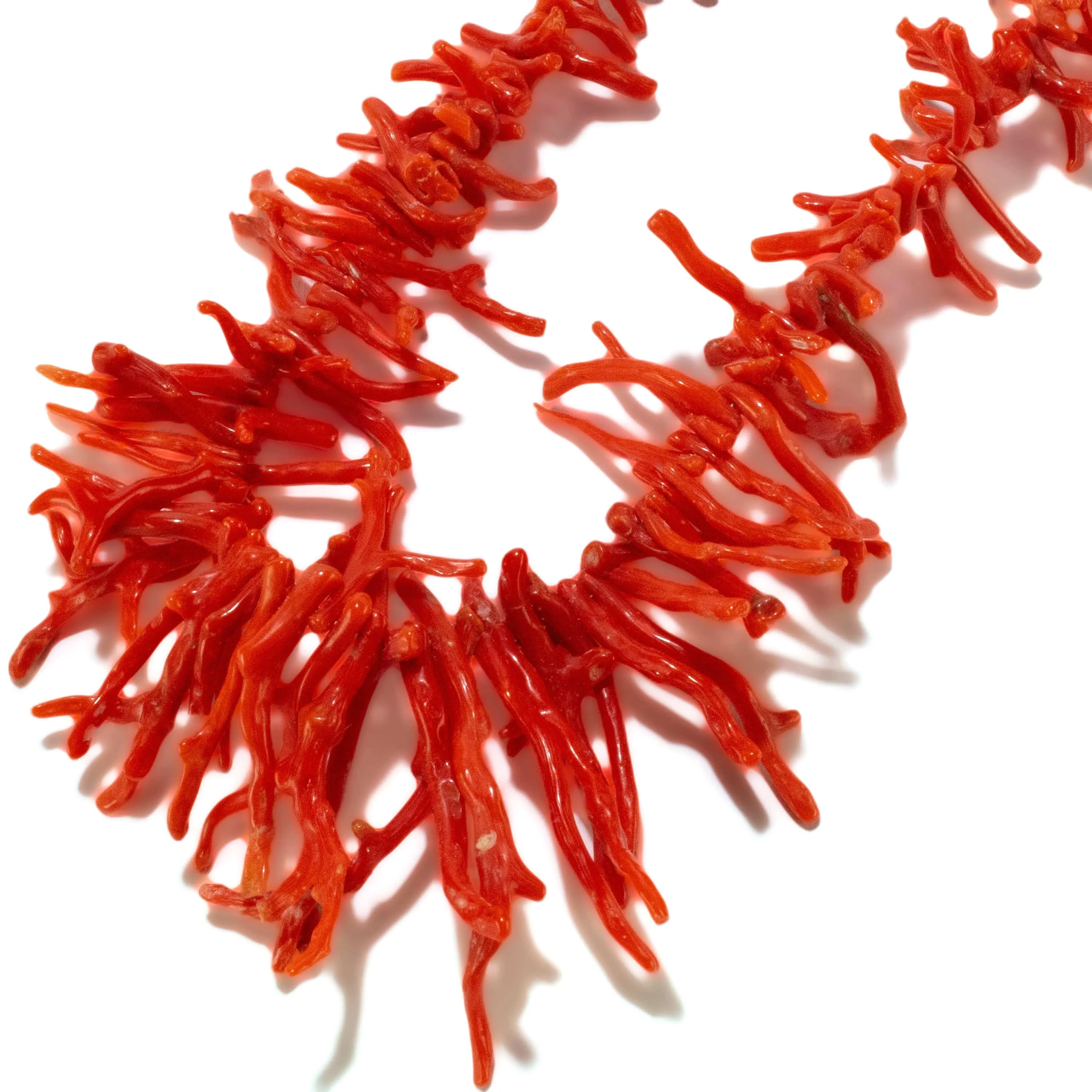 29.5" Mediterranean Coral USA Native American Made 925 Sterling Silver Necklace