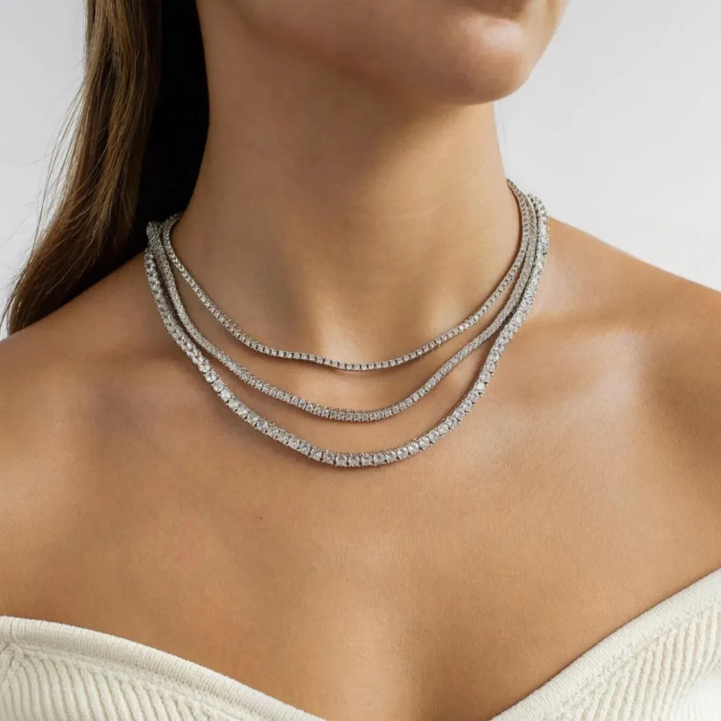 2mm/3mm/4mm Round Stone Tennis Choker Necklace