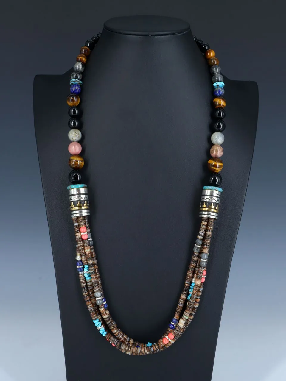 30" Navajo Shell Heishi Multi Strand Beaded Necklace