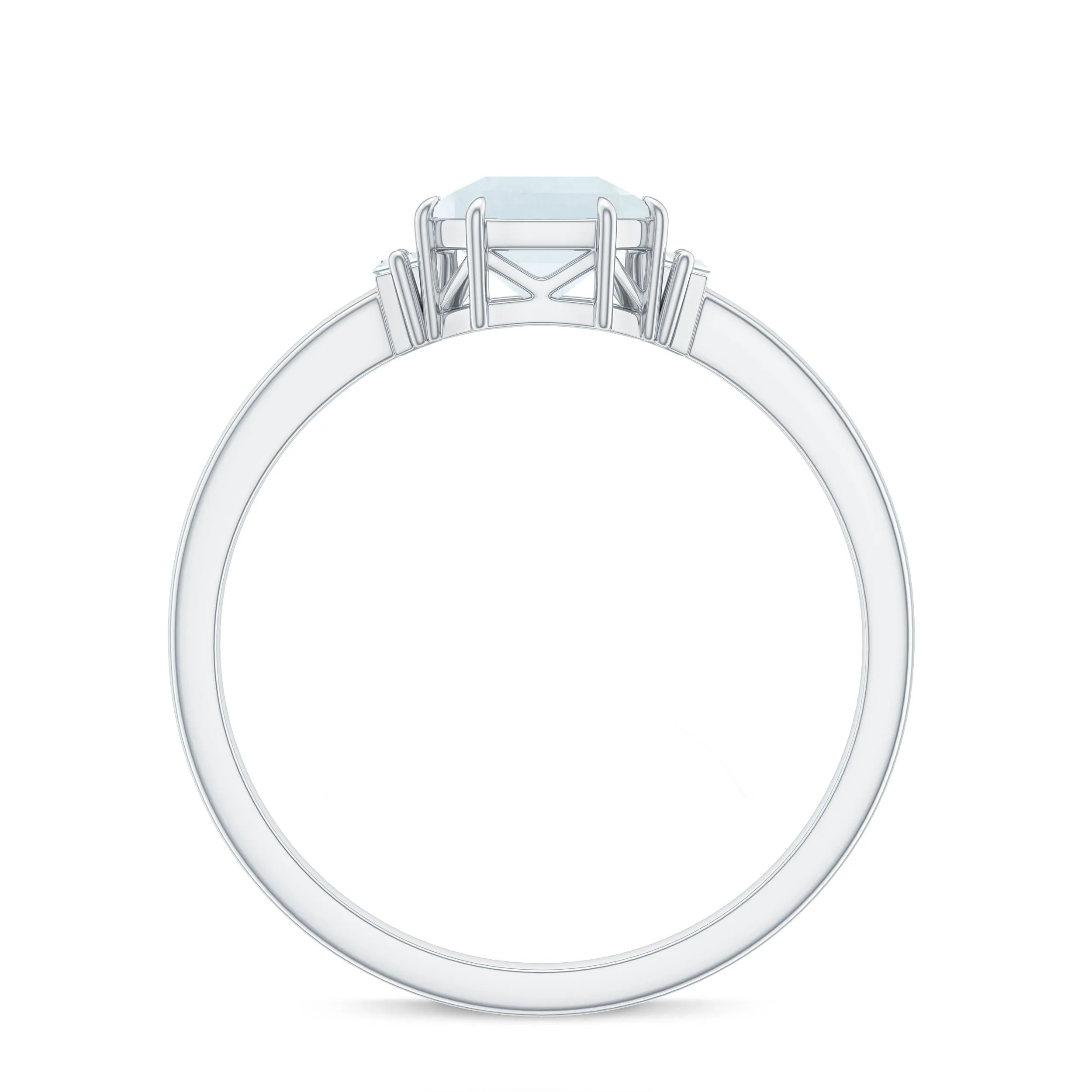 3.25 CT Asscher Cut Moonstone Solitaire Ring with Diamond Accent