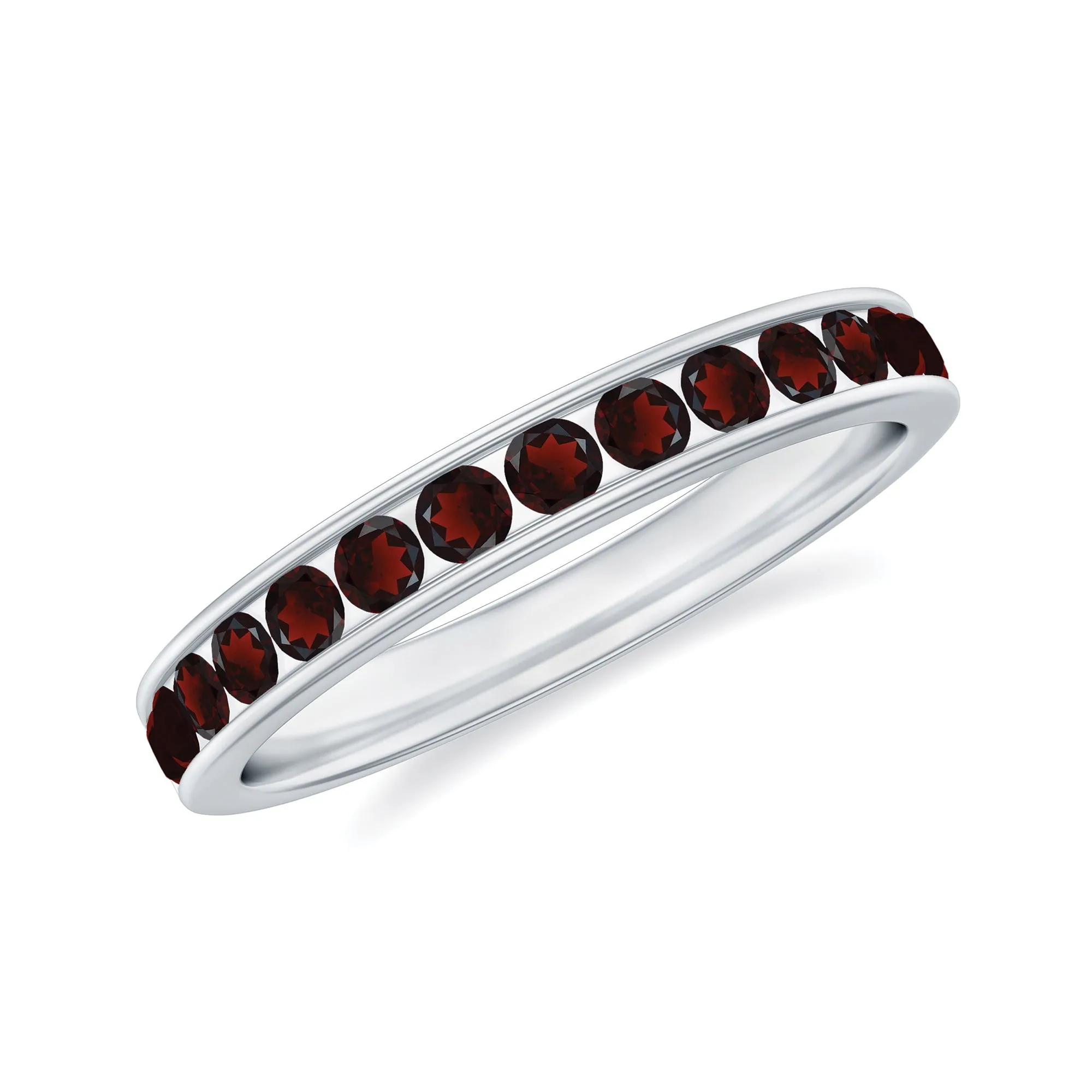 3/4 CT Mesmerizing Garnet Half Eternity Ring for Women