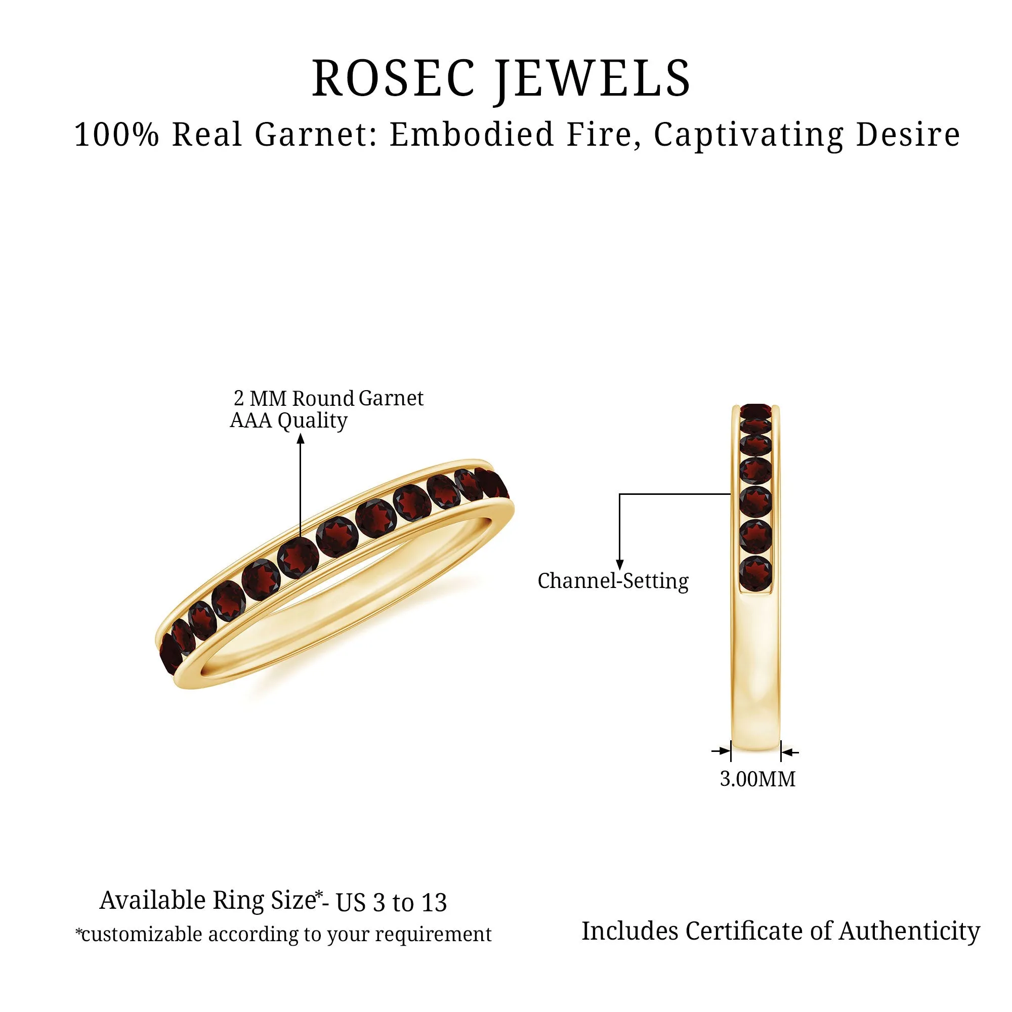 3/4 CT Mesmerizing Garnet Half Eternity Ring for Women