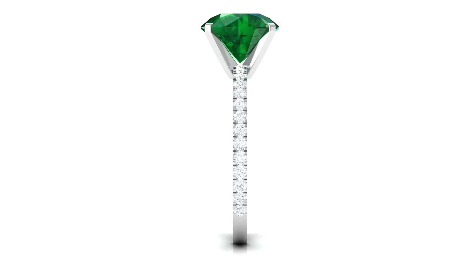 3.5 CT Created Emerald Solitaire Engagement Ring with Diamond