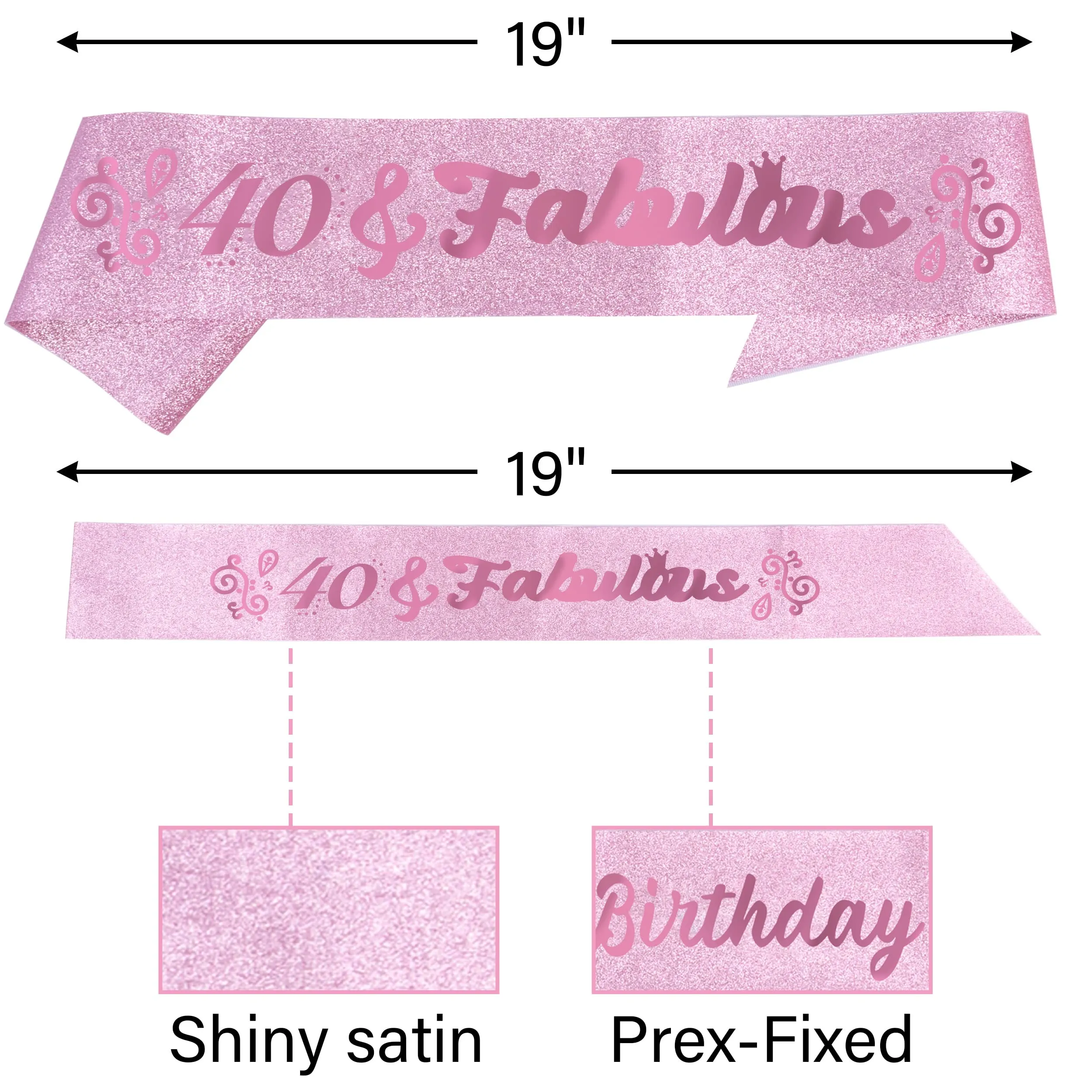 40th Birthday Sash And Tiara For Women - Fabulous Glitter Sash   Ripples