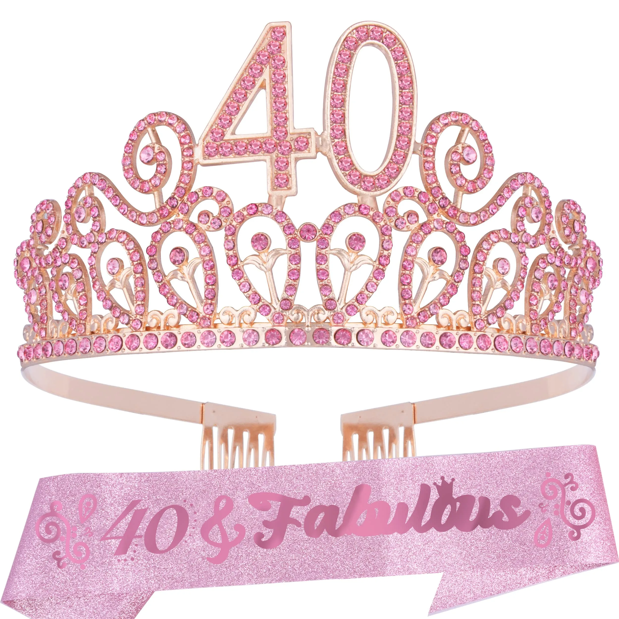 40th Birthday Sash And Tiara For Women - Fabulous Glitter Sash   Ripples