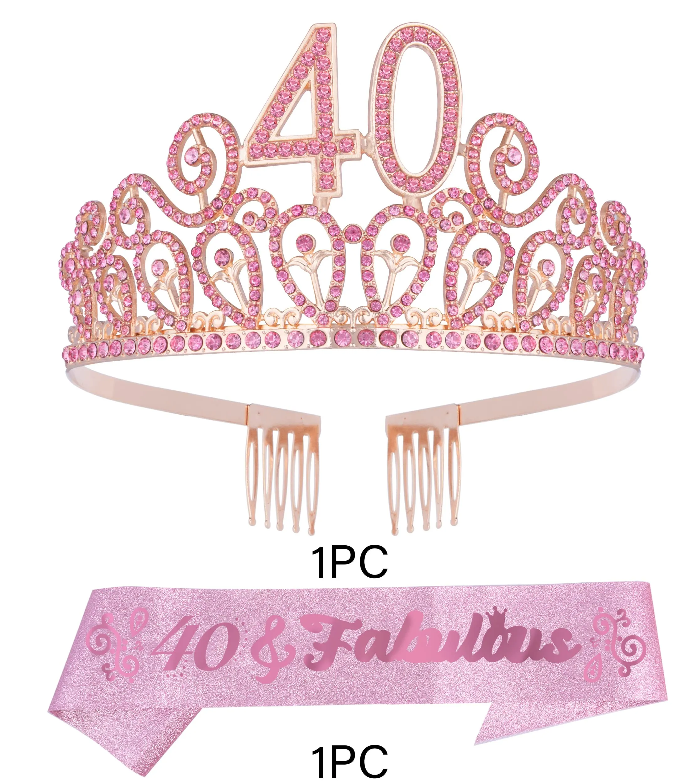 40th Birthday Sash And Tiara For Women - Fabulous Glitter Sash   Ripples