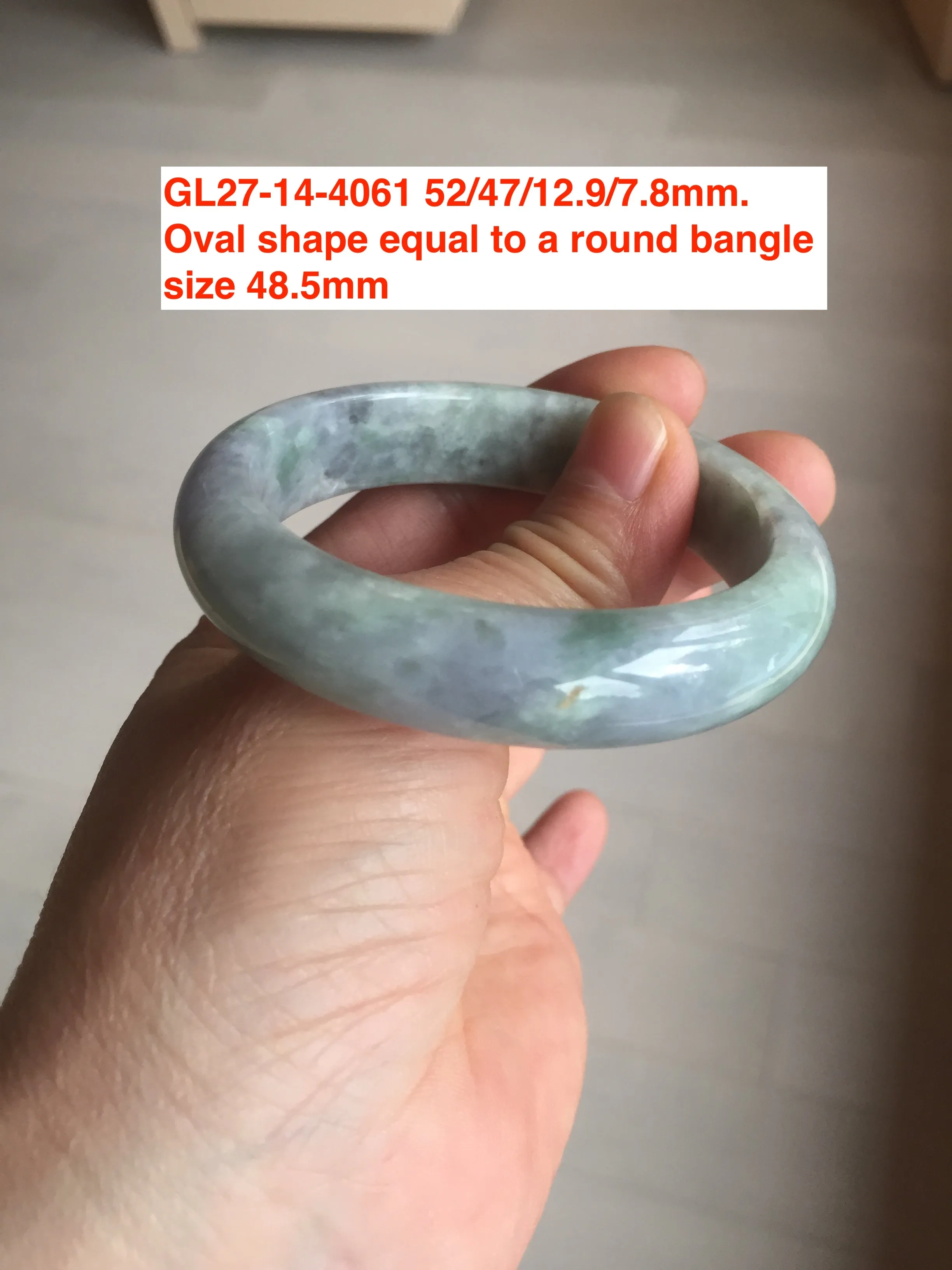 44-51 mm Type A 100% Natural light green/yellow/gray oval Jadeite Jade bangle group  for kids/small adult hand GL27 Add-on item.