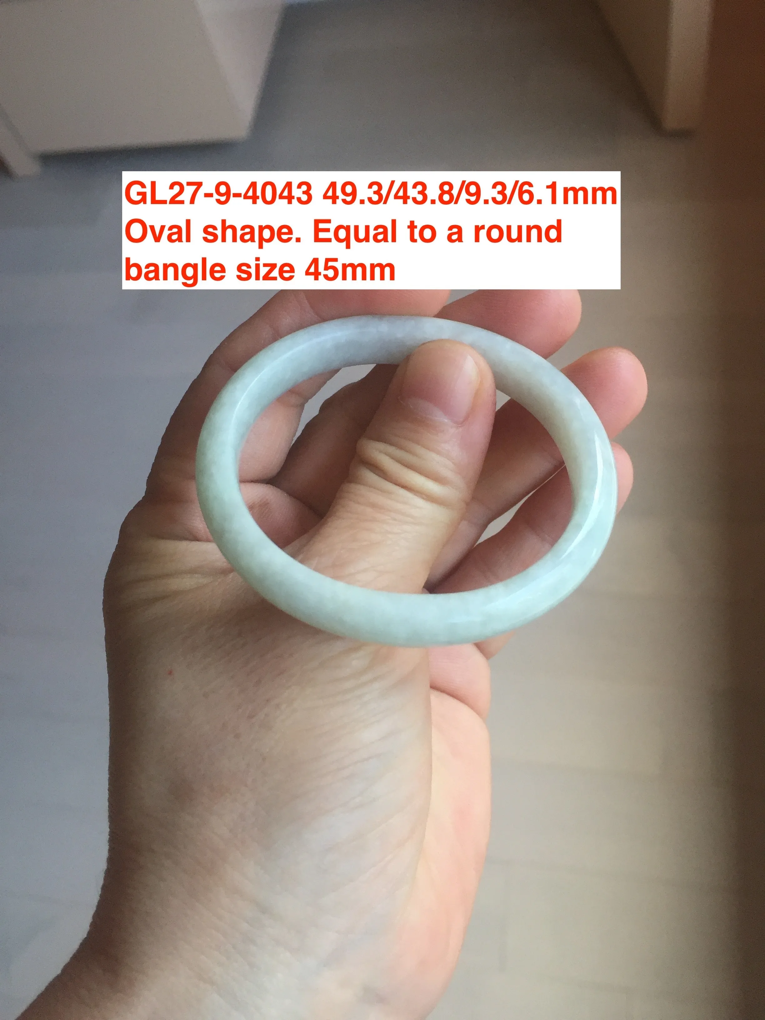 44-51 mm Type A 100% Natural light green/yellow/gray oval Jadeite Jade bangle group  for kids/small adult hand GL27 Add-on item.