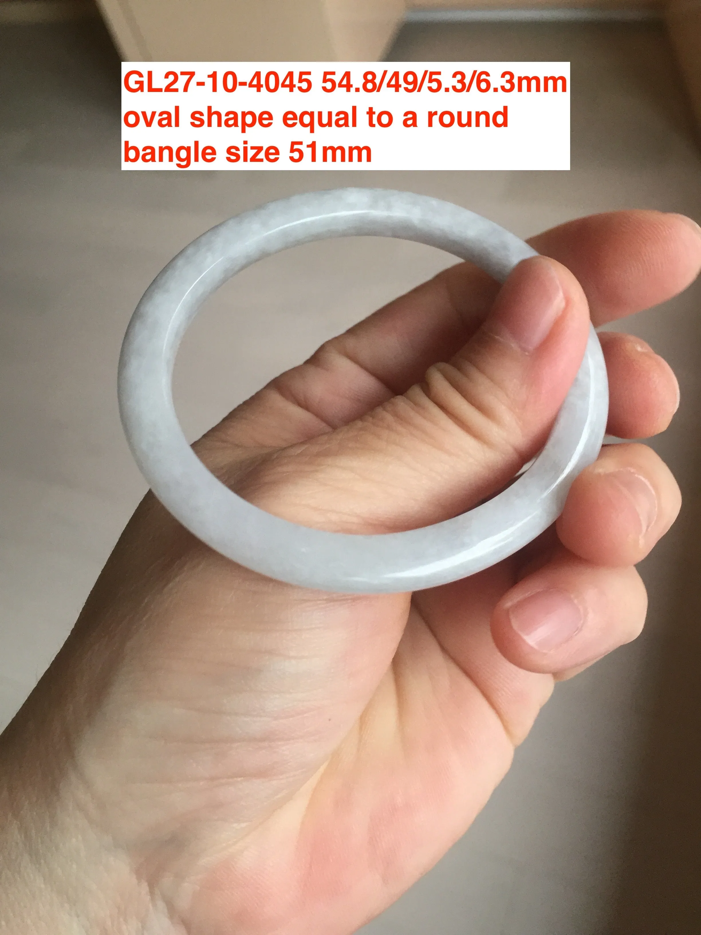 44-51 mm Type A 100% Natural light green/yellow/gray oval Jadeite Jade bangle group  for kids/small adult hand GL27 Add-on item.