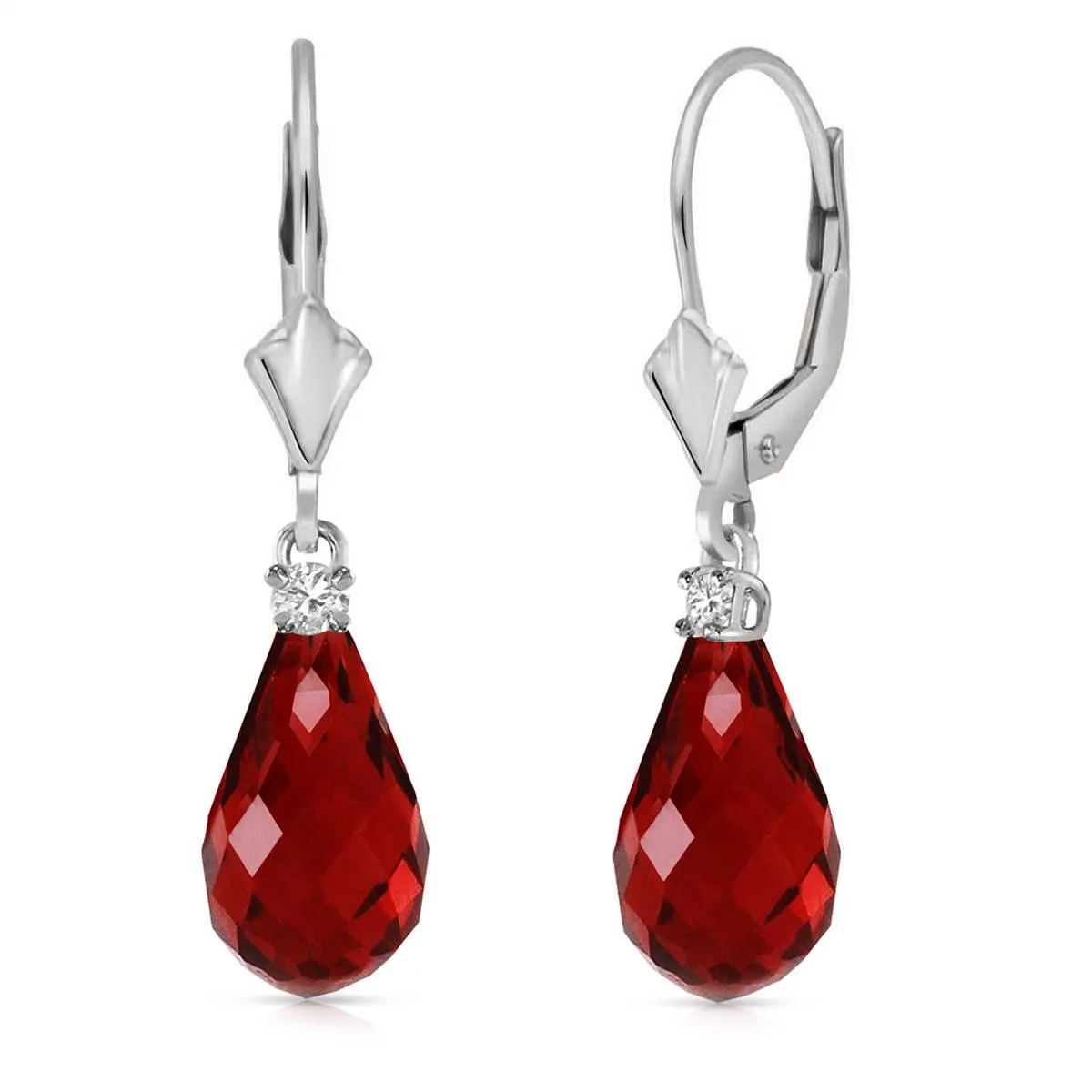 4.6 Carat 14K Solid White Gold Leverback Earrings Diamond Garnet